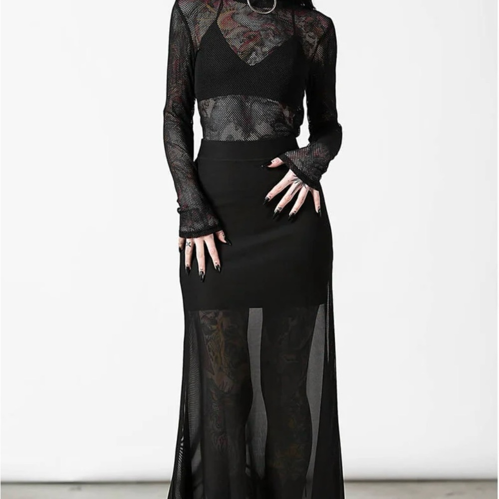 Elegant Black Sheer Maxi Skirt